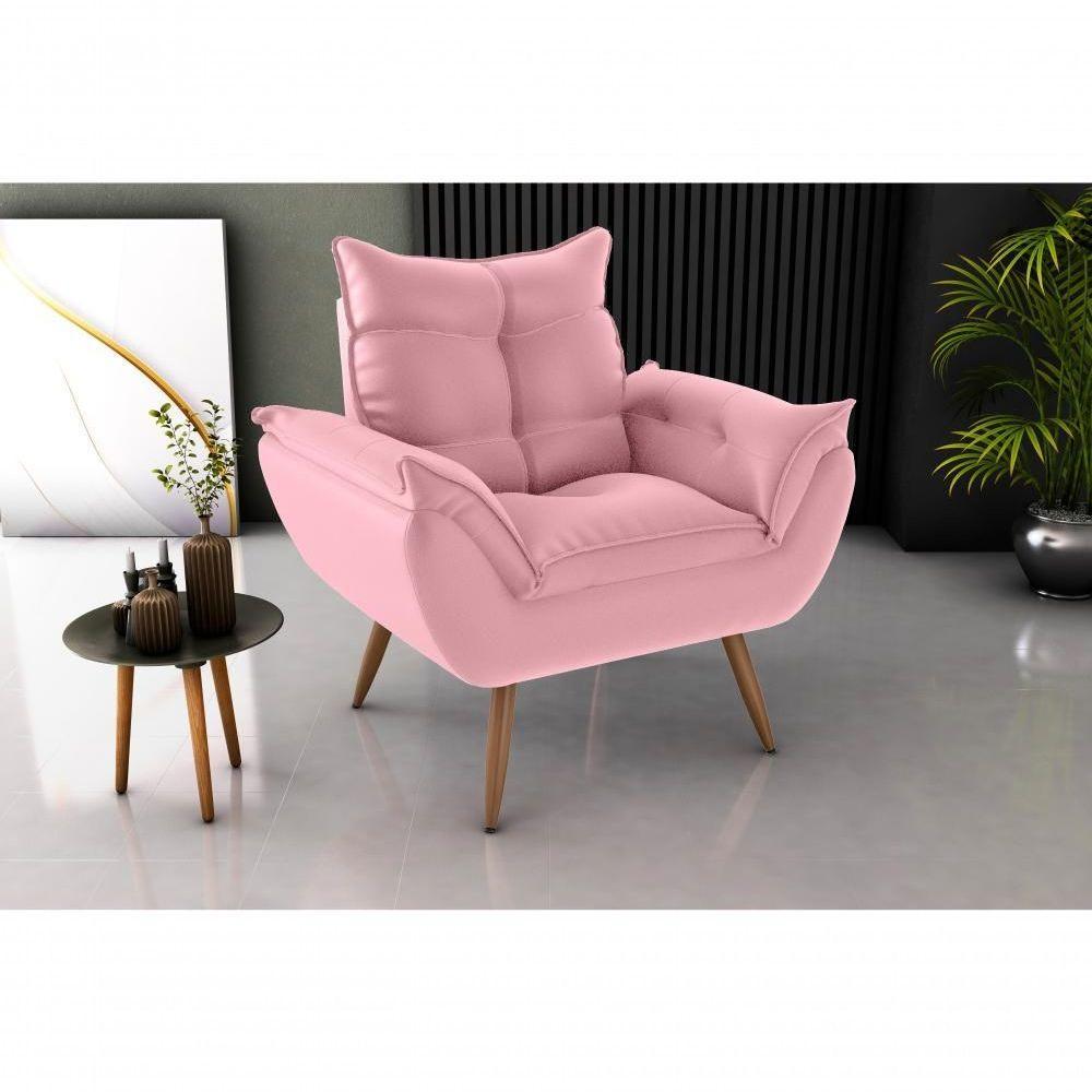 Poltrona Decorativa Tóquio 1 Lugar Veludo Turkey Rosa Matrix - 3