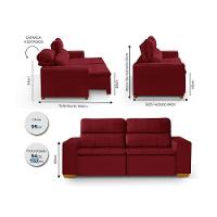 Sofá 3 Lugares 195cm C/ Molas Retrátil E Reclinável Vermelho