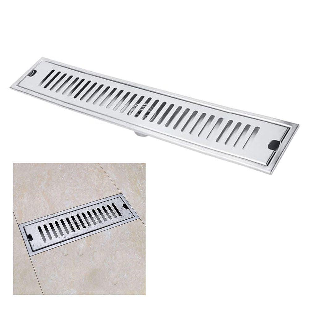 Ralo Linear Inox 40cm Banheiro Area Externa Anti Odor Anti Inseto Lavabo Piscina Quintal Higienico - 1
