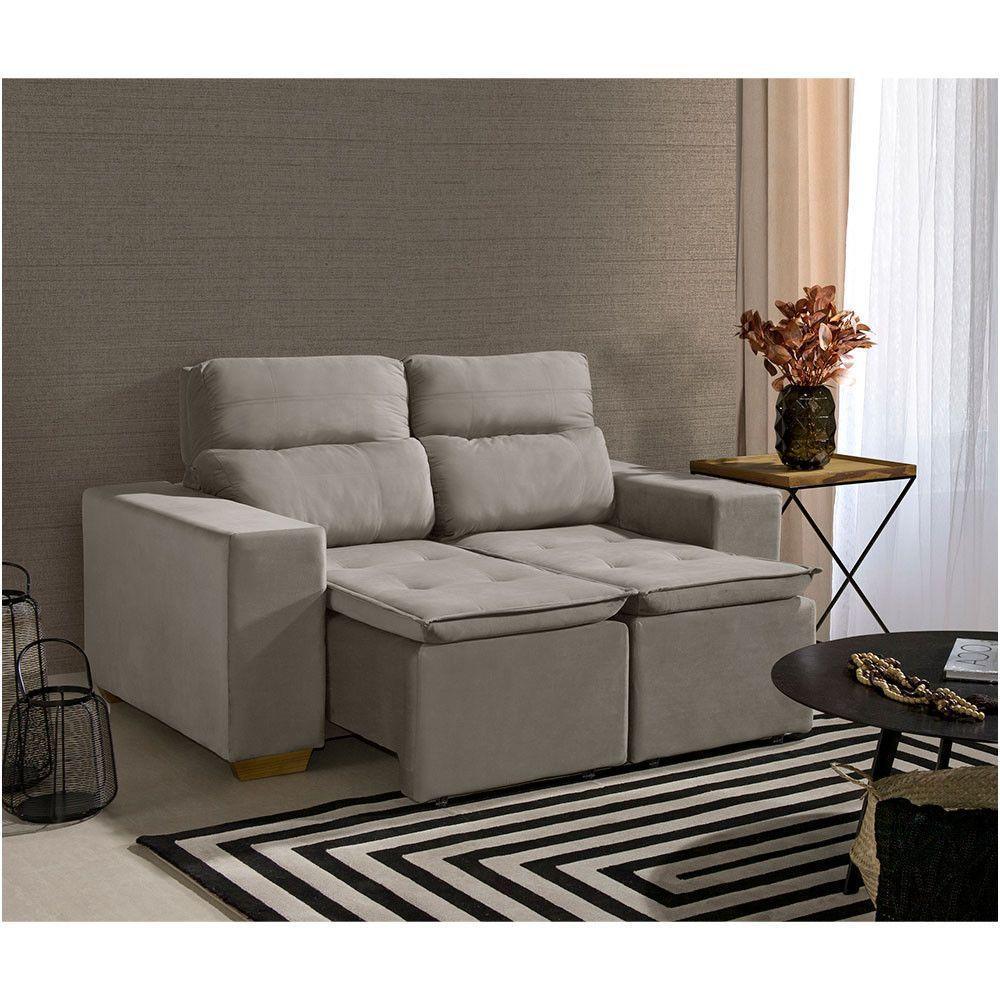 Sofá 2 Lugares 150cm Com Molas, Retrátil E Reclinável Bege - 1