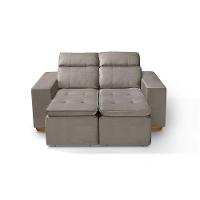 Sofá 2 Lugares 150cm Com Molas, Retrátil E Reclinável Bege - 2
