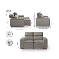 Sofá 2 Lugares 150cm Com Molas, Retrátil E Reclinável Bege