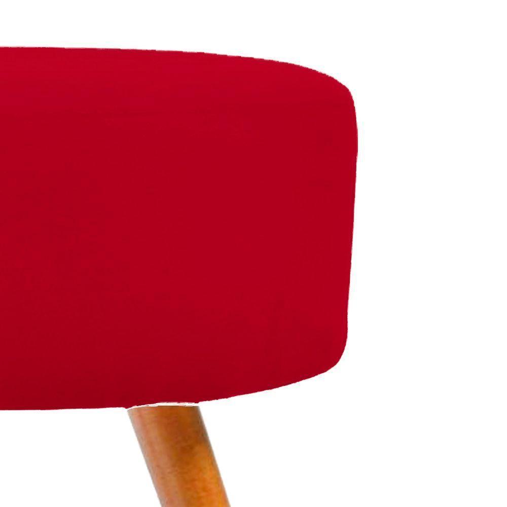 Puff Redondo Suede Cores A Escolha Pes Palito vermelha - 3