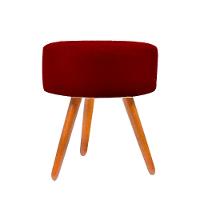 Puff Redondo Suede Cores A Escolha Pes Palito vermelha - 1