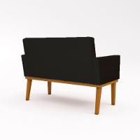 Sofá Namoradeira Com Base Reforçada Luxo Em Preto - 3