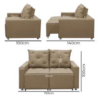 Sofá Retrátil 2 Lugares Bariloche 1.50cm Shop Das Cabeceiras Capuccino - 5