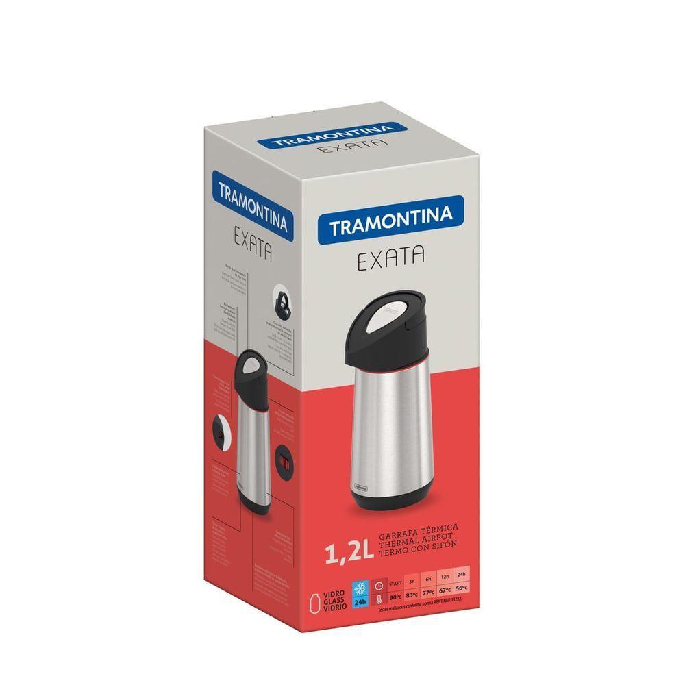 Garrafa Térmica Tramontina 1,2 Litros Exata Em Aço Inox Com Ampola De Vidro - 4