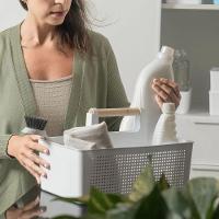 Kit Lavandeira Flow Com 02 Dispenser De Sabão 2,3 L + 01 Borrifador + 01 Rodo + 01 Cesto Branco Ou - 7