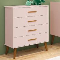 Cômoda Infantil Isis 4 Gavetas Rosa - Reller Móveis Rosa - 3