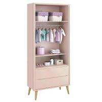 Guarda Roupa Infantil Theo 2 Portas Rosa Fosco Com Pés Madeira Natural - Reller Móveis Rosa Fosco - 2