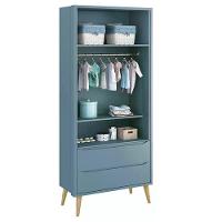 Guarda Roupa Infantil Theo 2 Portas Azul Fosco Com Pés Madeira Natural - Reller Móveis Azul Fosco - 2