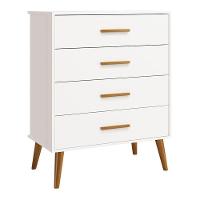 Jogo De Quarto Infantil Isis Guarda Roupa 4 Portas E Cômoda 4 Gavetas Branco - Reller Móveis Branco - 3