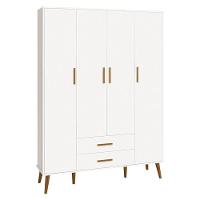 Jogo De Quarto Infantil Isis Guarda Roupa 4 Portas E Cômoda 4 Gavetas Branco - Reller Móveis Branco - 6