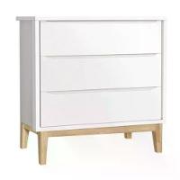 Jogo De Quarto Classic Cômoda 3 Gavetas E Berço Branco Fosco Com Pés Madeira Natural - Reller Móveis Branco Fosco - 2