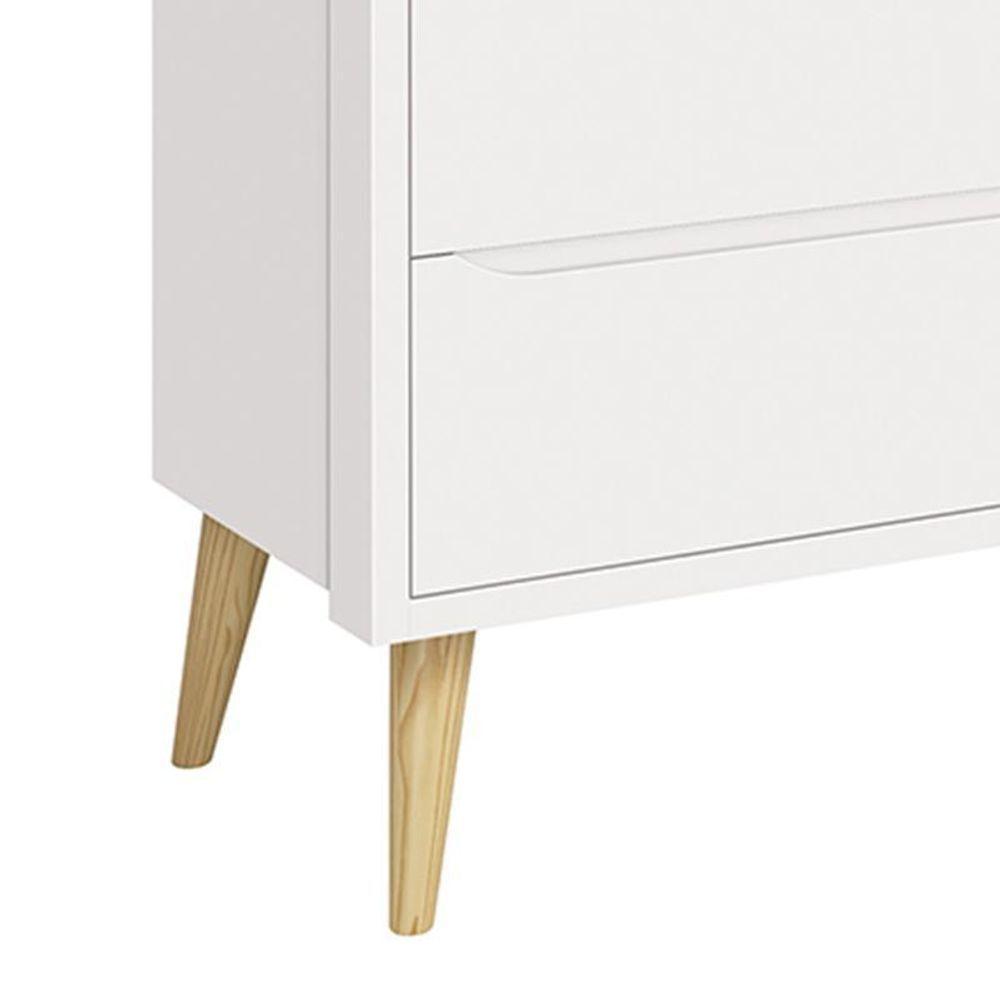 Cômoda Infantil Theo 6 Gavetas Branco Fosco Com Pés Madeira Natural - Reller Móveis Branco Fosco - 3