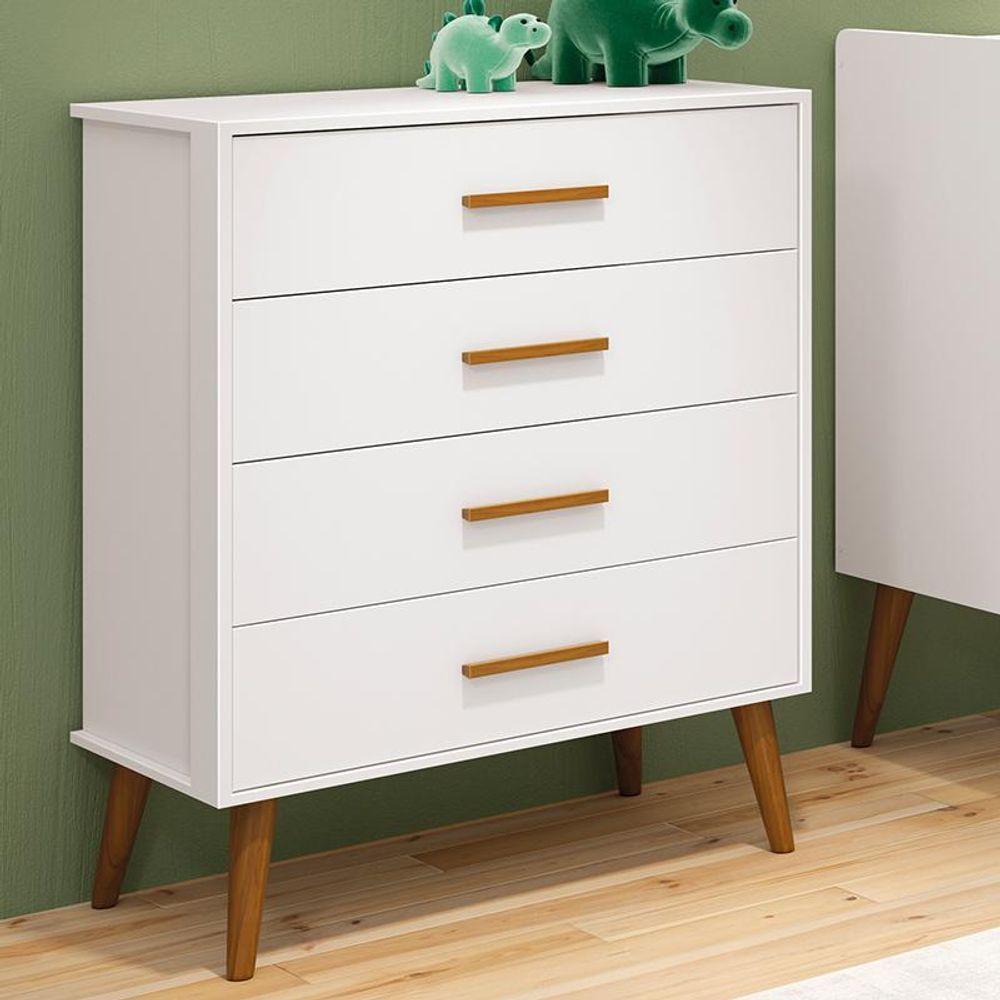 Cômoda Infantil Isis 4 Gavetas Branco - Reller Móveis Branco - 3