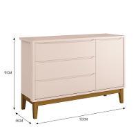 Cômoda Infantil Com Porta E 3 Gavetas Classic Rosa Fosco Com Pés Amadeirado - Reller Móveis Rosa Fosco - 2