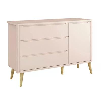 Cômoda Infantil Theo 3 Gavetas MDF Puxador MDF Rosa Fosco com Pés Fixos