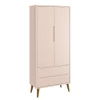 Guarda Roupa Infantil 2 Portas Theo Retrô Rosa Fosco Com Pés Amadeirado - Reller Móveis Rosa Fosco - 1