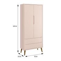 Guarda Roupa Infantil 2 Portas Theo Retrô Rosa Fosco Com Pés Amadeirado - Reller Móveis Rosa Fosco - 2