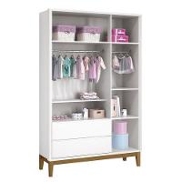 Guarda Roupa Infantil 3 Portas Classic Branco Fosco Com Pés Amadeirado - Reller Móveis Branco Fosco - 3