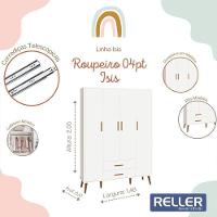 Guarda Roupa Infantil Isis 4 Portas E 2 Gavetas Branco - Reller Móveis Branco - 4