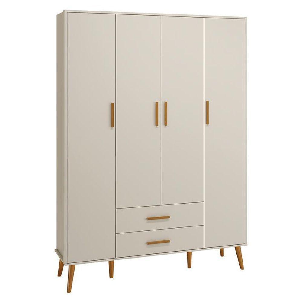 Guarda Roupa Infantil Isis 4 Portas E 2 Gavetas Areia - Reller Móveis Areia - 1