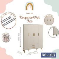 Guarda Roupa Infantil Isis 4 Portas E 2 Gavetas Areia - Reller Móveis Areia - 2