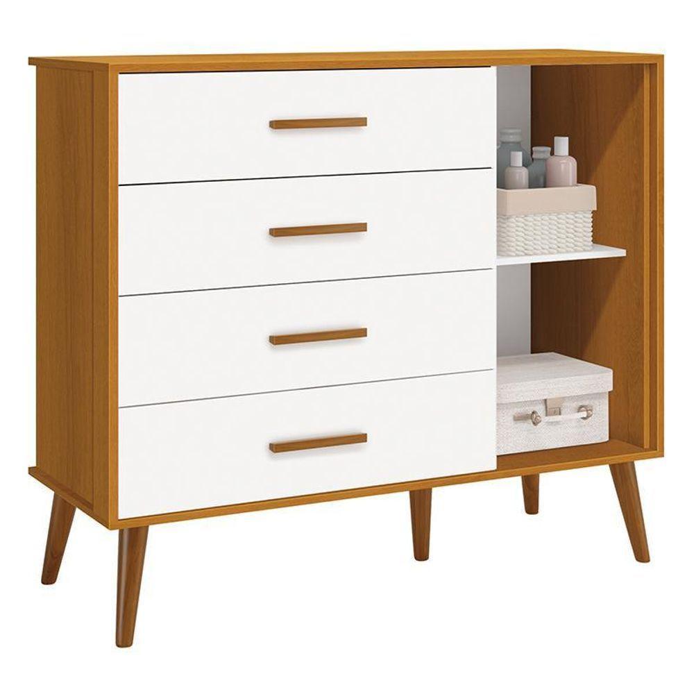 Jogo De Quarto Infantil Isis Guarda Roupa 3 Portas E Cômoda 1 Porta Branco/savana - Reller Móveis Branco/savana - 2