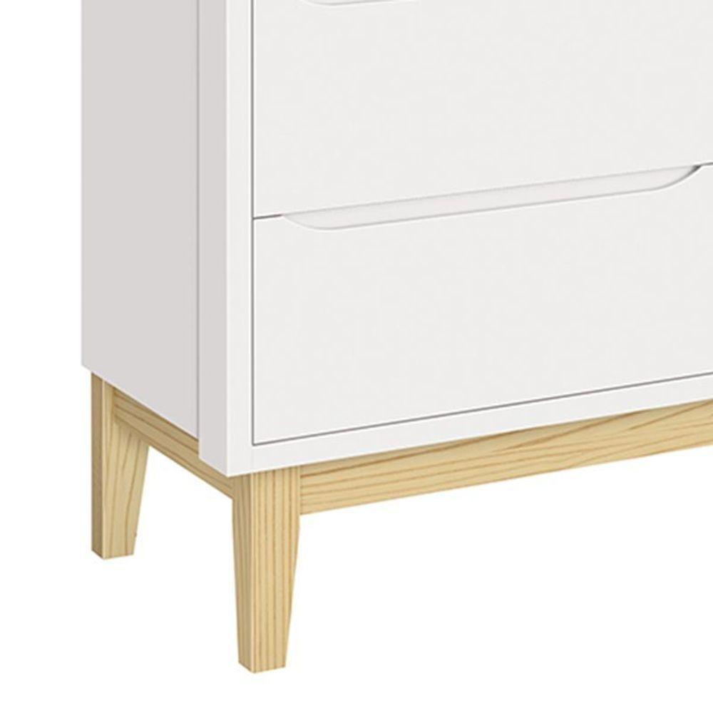 Cômoda Infantil Classic 6 Gavetas Branco Fosco Com Pés Madeira Natural - Reller Móveis Branco Fosco - 4