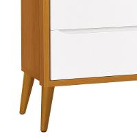 Cômoda Infantil 3 Gavetas Theo Retrô Branco/savana Com Pés Amadeirado - Reller Móveis Branco/savana - 3