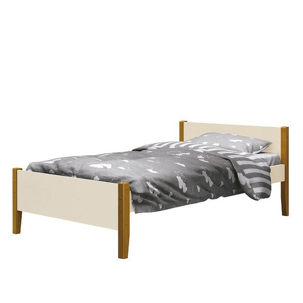 Cama Solteiro Simba Areia Fosco Com Pés Amadeirado - Reller Móveis Areia Fosco - 1