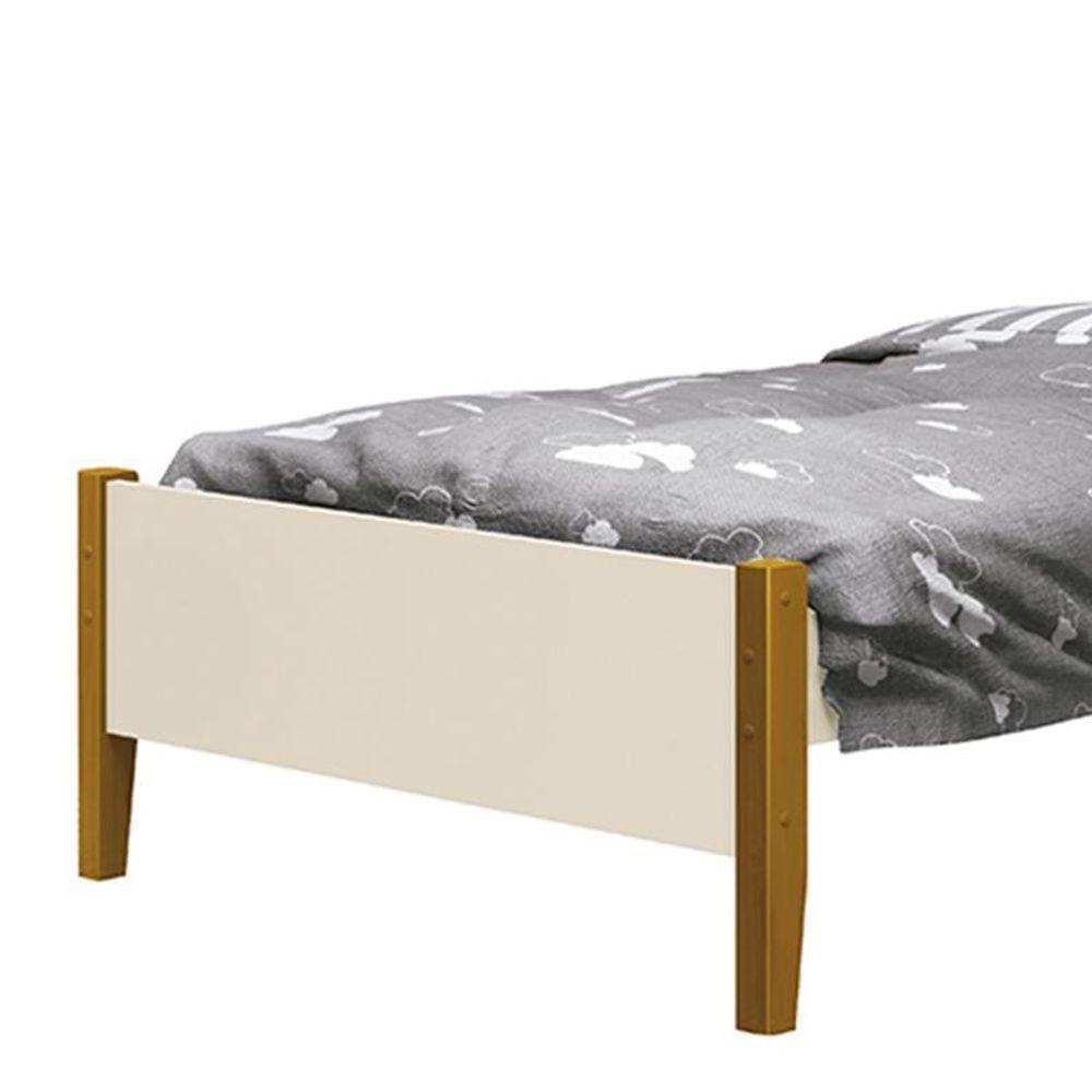 Cama Solteiro Simba Areia Fosco Com Pés Amadeirado - Reller Móveis Areia Fosco - 2