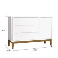 Cômoda Infantil Com Porta E 3 Gavetas Classic Branco Fosco Com Pés Amadeirado - Reller Móveis Branco Fosco - 4