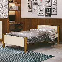Cama Solteiro Simba Areia Fosco Pés Amadeirado Com Colchão D20 - Reller Móveis Areia Fosco - 2