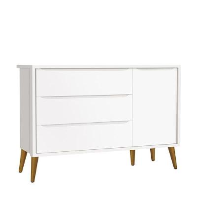 Cômoda Infantil Theo Retrô 3 Gavetas em MDF com Puxadores Embutidos Branco Fosco