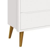 Cômoda Infantil 3 Gavetas Theo Retrô Branco Fosco Com Pés Amadeirado - Reller Móveis Branco Fosco - 3