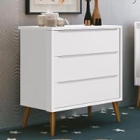 Cômoda Infantil 3 Gavetas Theo Retrô Branco Fosco Com Pés Amadeirado - Reller Móveis Branco Fosco - 4
