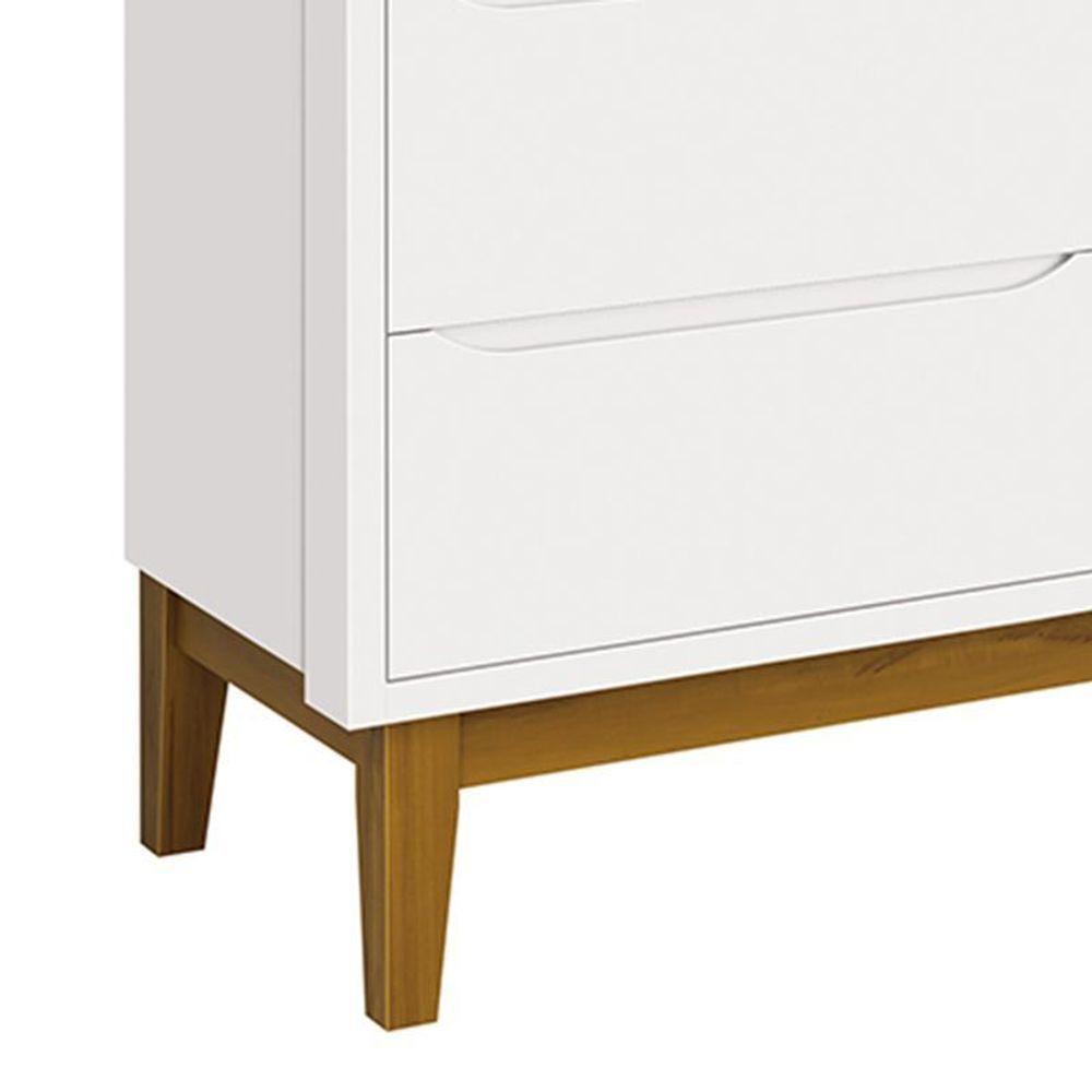 Cômoda Infantil Classic 6 Gavetas Branco Fosco Com Pés Amadeirado - Reller Móveis Branco Fosco - 3
