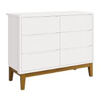 Cômoda Infantil Classic 6 Gavetas Branco Fosco Com Pés Amadeirado - Reller Móveis Branco Fosco - 1