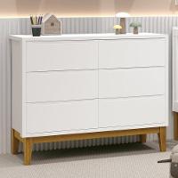 Cômoda Infantil Classic 6 Gavetas Branco Fosco Com Pés Amadeirado - Reller Móveis Branco Fosco - 2