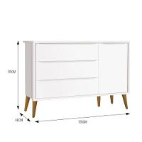 Jogo De Quarto Infantil Theo Retrô Cômoda 1 Porta E Berço Branco Fosco Com Pés Amadeirado - Reller Móveis Branco Fosco