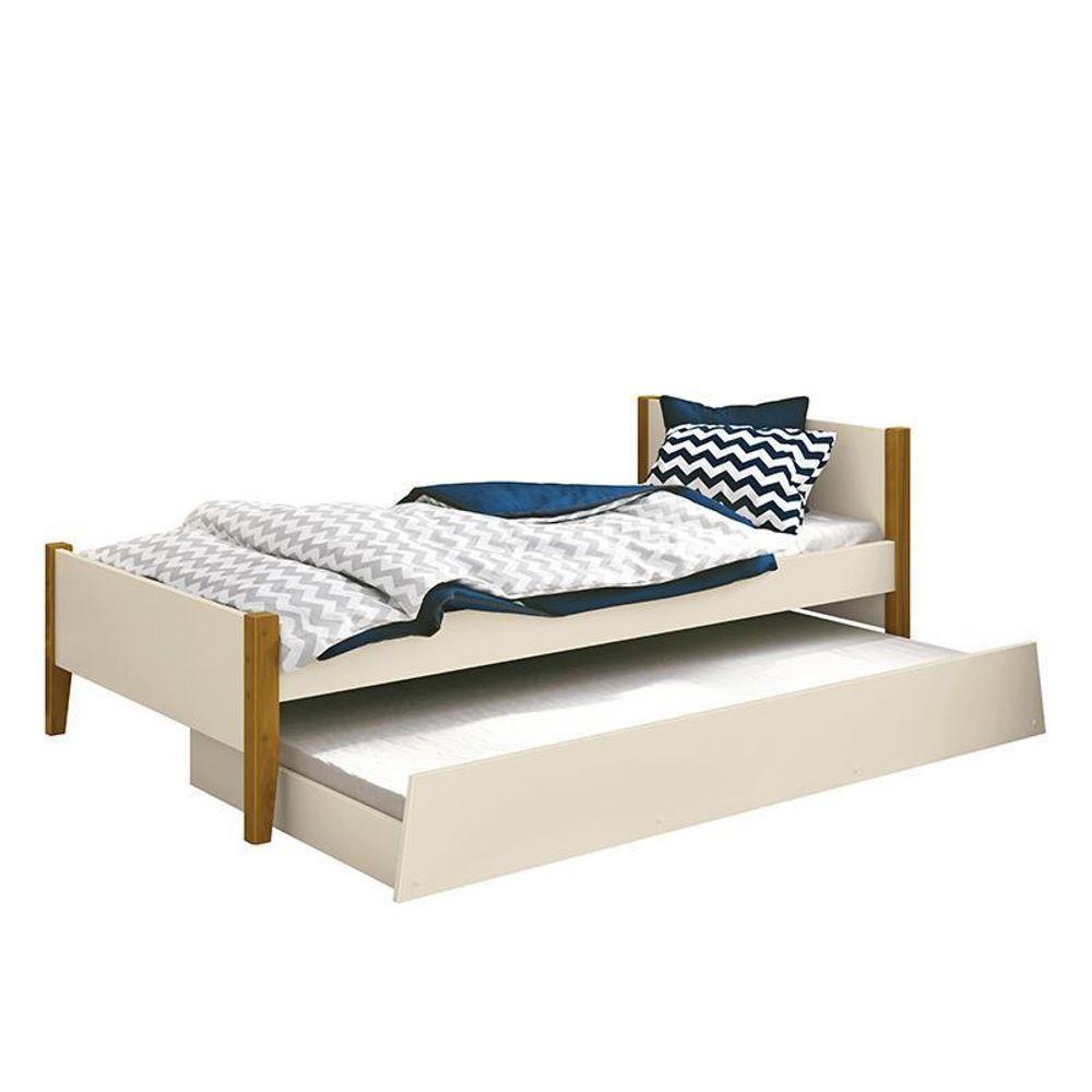 Bicama Solteiro Simba Areia Fosco Com Pés Amadeirado - Reller Móveis Areia Fosco - 1