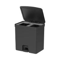 Lixeira Com Pedal Trium 20 L Com Duplo Compartimento Preto Ou - 1