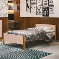 Cama Solteiro Simba Rosa Fosco Com Pés Amadeirado E Colchão D20 - Reller Móveis Rosa Fosco - 4
