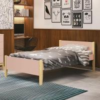 Cama Solteiro Simba Rosa Fosco Pés Madeira Natural Com Colchão D20 - Reller Móveis Rosa Fosco - 6