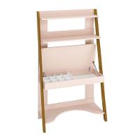 Jogo De Quarto Infantil Simba Estante Escrivaninha E Cama Rosa Fosco Com Pés Amadeirado - Reller Móveis Rosa Fosco - 5