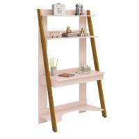 Jogo De Quarto Infantil Simba Estante Escrivaninha E Cama Rosa Fosco Com Pés Amadeirado - Reller Móveis Rosa Fosco - 6