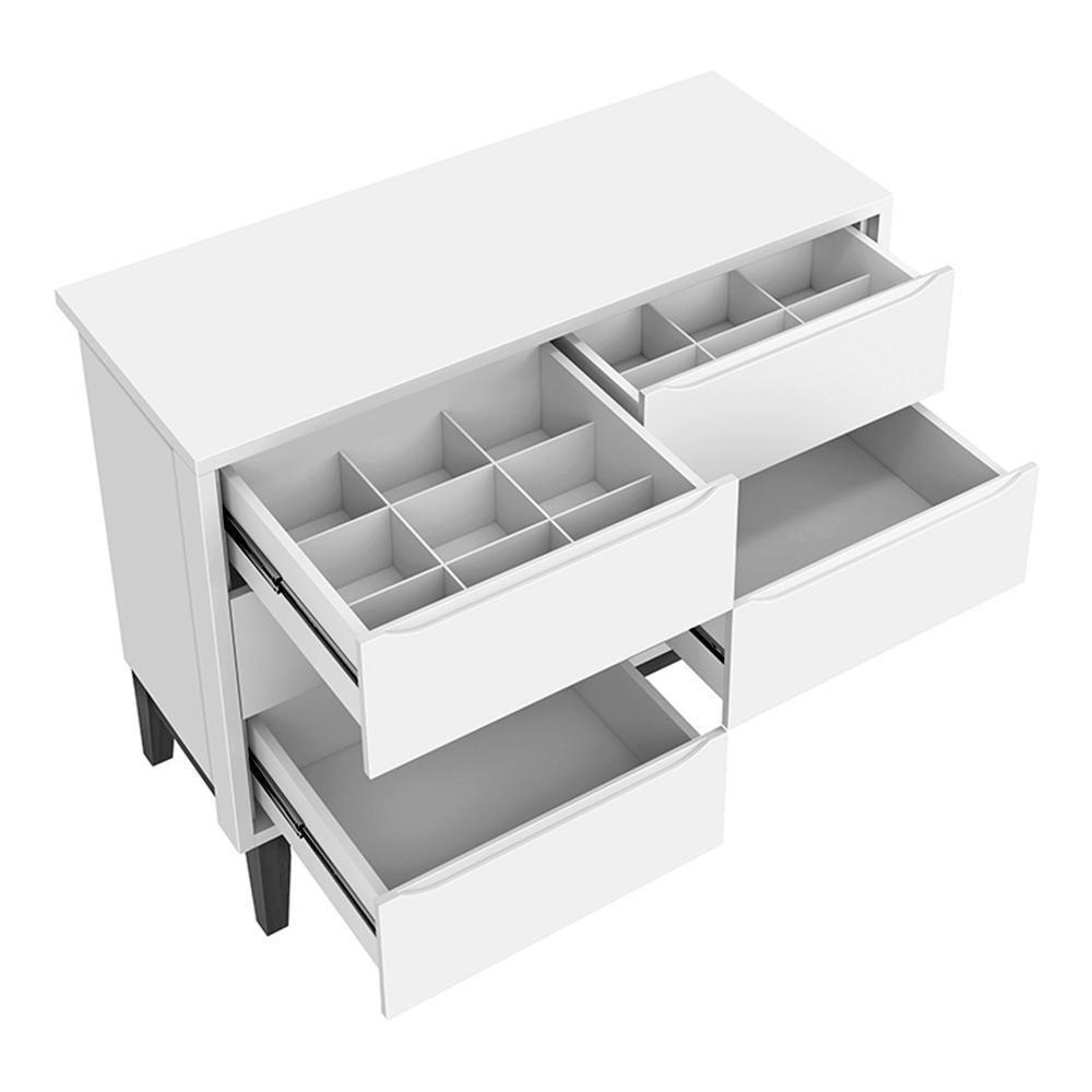 Jogo De Quarto Infantil Classic Cômoda 6 Gavetas E Berço Branco/savana Com Pés Amadeirado - Reller Móveis Branco/savana - 4