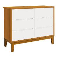 Jogo De Quarto Infantil Classic Cômoda 6 Gavetas E Berço Branco/savana Com Pés Amadeirado - Reller Móveis Branco/savana - 5